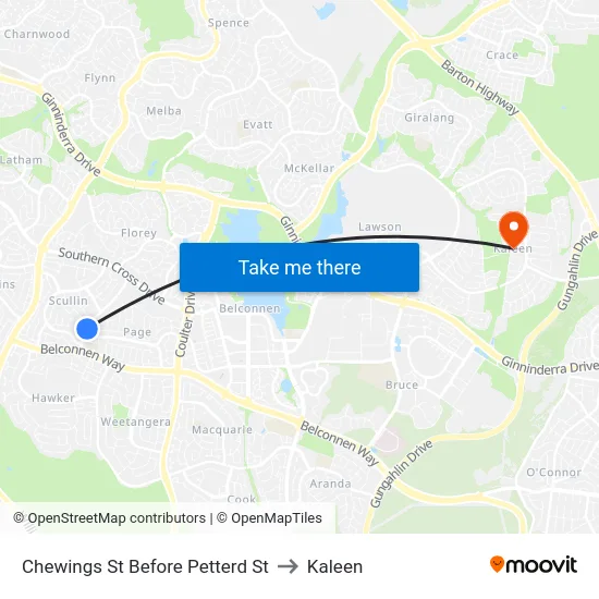 Chewings St Before Petterd St to Kaleen map