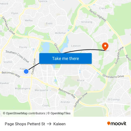 Page Shops Petterd St to Kaleen map