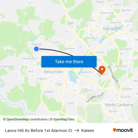 Lance Hill Av Before 1st Alarmon Cr to Kaleen map