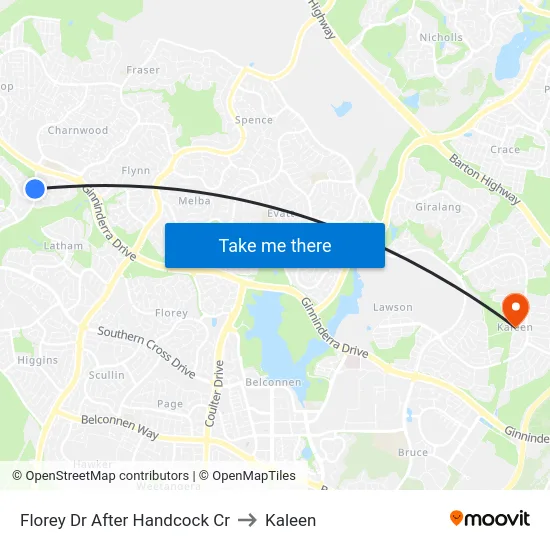 Florey Dr After Handcock Cr to Kaleen map