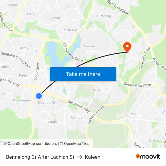 Bennelong Cr After Lachlan St to Kaleen map