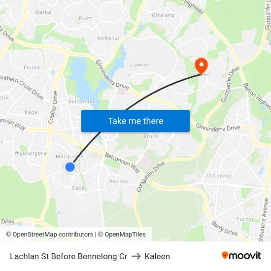 Lachlan St Before Bennelong Cr to Kaleen map