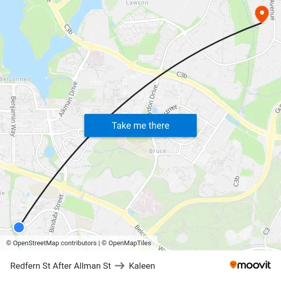 Redfern St After Allman St to Kaleen map