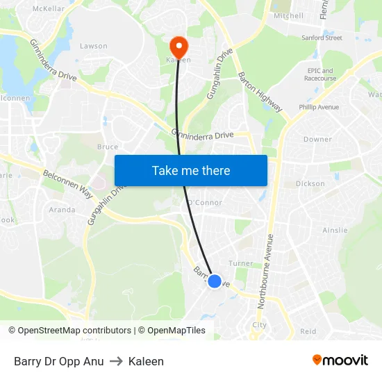Barry Dr Opp Anu to Kaleen map