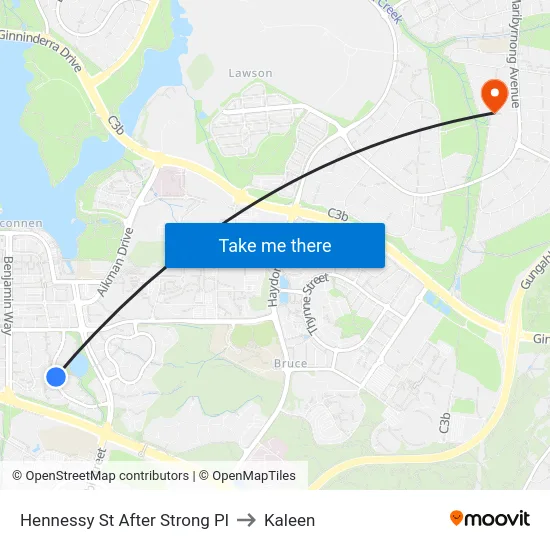 Hennessy St After Strong Pl to Kaleen map
