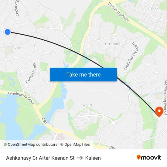 Ashkanasy Cr After Keenan St to Kaleen map
