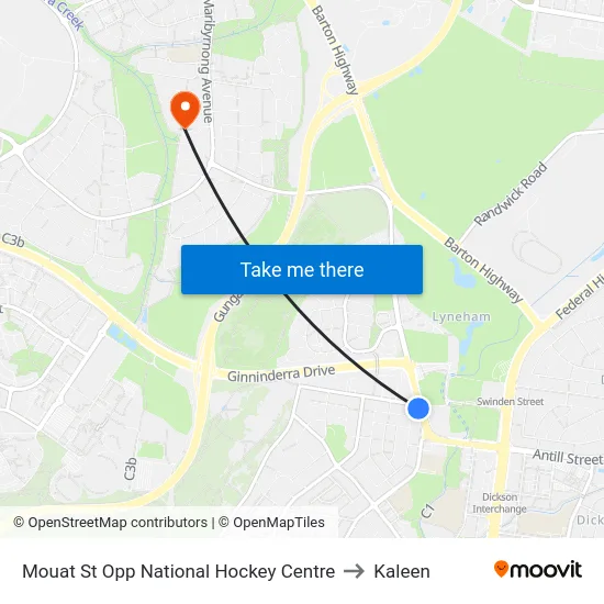 Mouat St Opp National Hockey Centre to Kaleen map