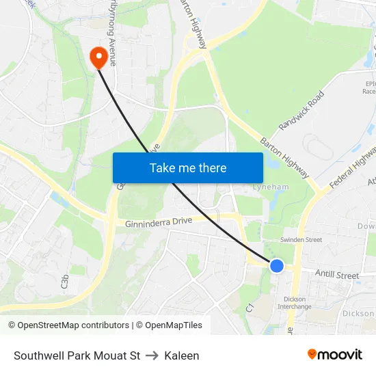 Southwell Park Mouat St to Kaleen map
