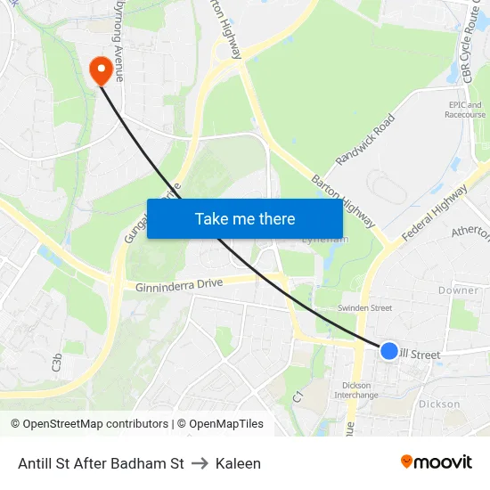 Antill St After Badham St to Kaleen map