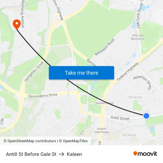 Antill St Before Gale St to Kaleen map