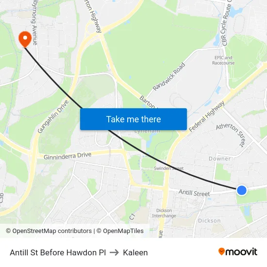 Antill St Before Hawdon Pl to Kaleen map