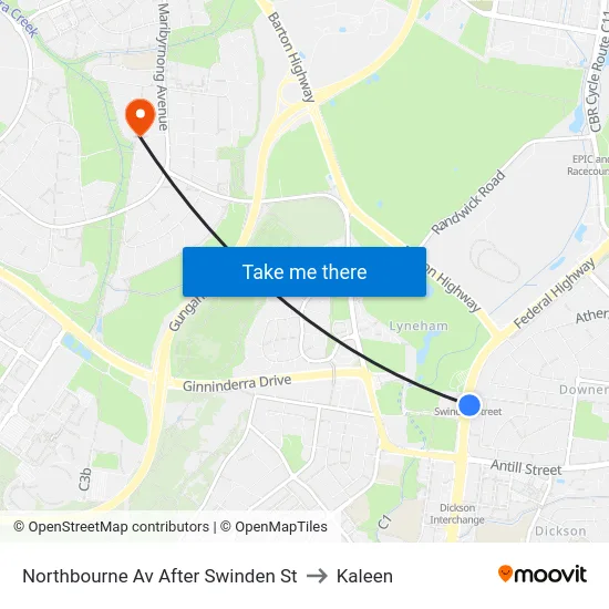 Northbourne Av After Swinden St to Kaleen map