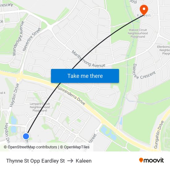 Thynne St Opp Eardley St to Kaleen map