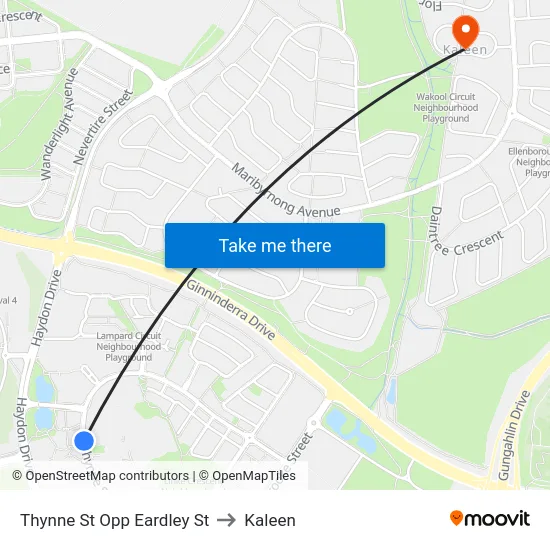 Thynne St Opp Eardley St to Kaleen map
