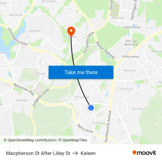 Macpherson St After Lilley St to Kaleen map