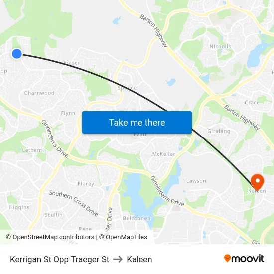 Kerrigan St Opp Traeger St to Kaleen map