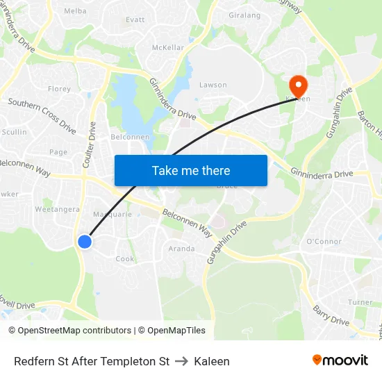 Redfern St After Templeton St to Kaleen map