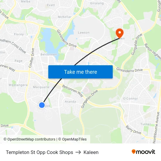 Templeton St Opp Cook Shops to Kaleen map