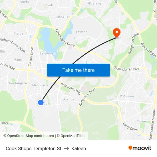 Cook Shops Templeton St to Kaleen map