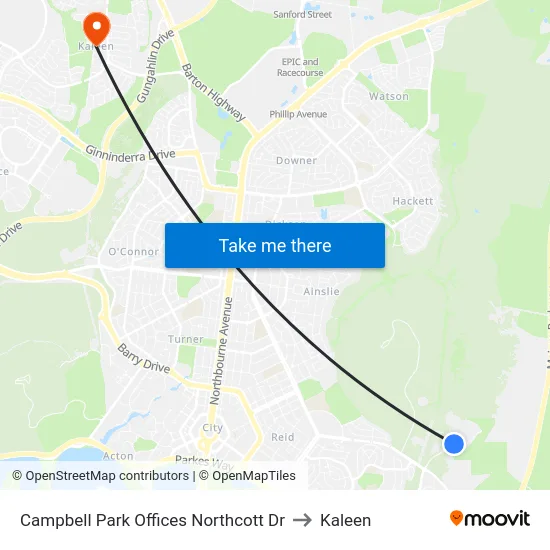 Campbell Park Offices Northcott Dr to Kaleen map