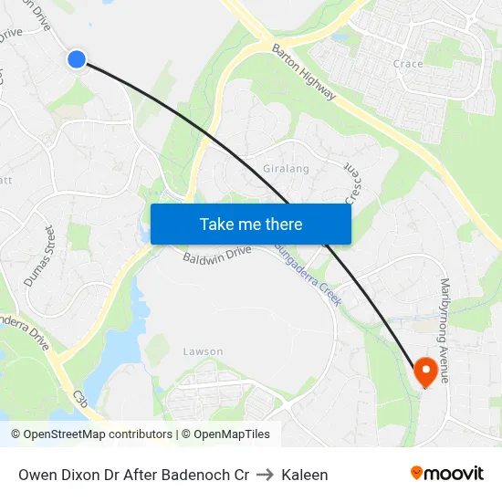 Owen Dixon Dr After Badenoch Cr to Kaleen map
