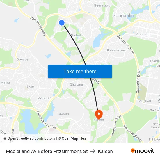 Mcclelland Av Before Fitzsimmons St to Kaleen map