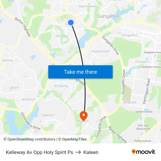 Kelleway Av Opp Holy Spirit Ps to Kaleen map