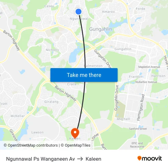 Ngunnawal Ps Wanganeen Av to Kaleen map