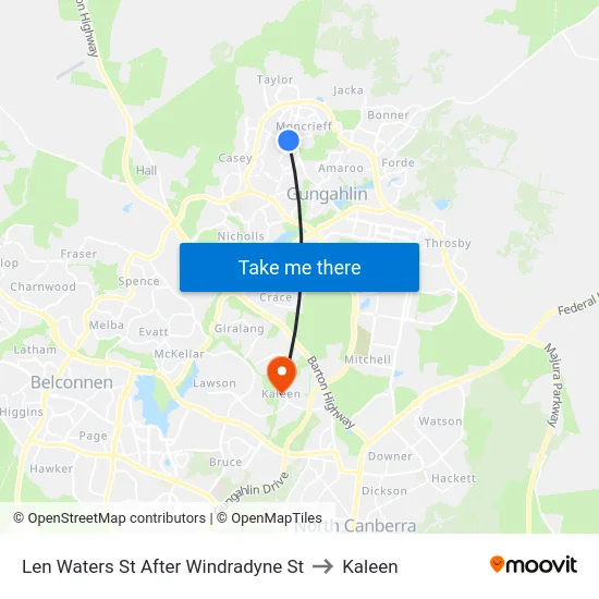 Len Waters St After Windradyne St to Kaleen map