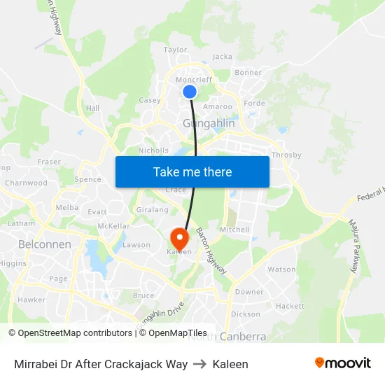 Mirrabei Dr After Crackajack Way to Kaleen map