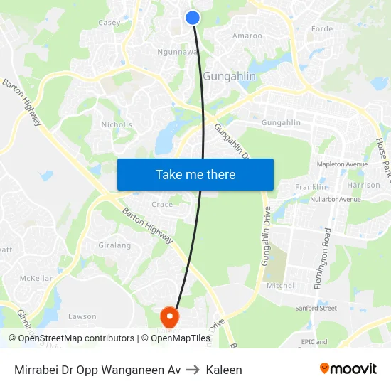 Mirrabei Dr Opp Wanganeen Av to Kaleen map