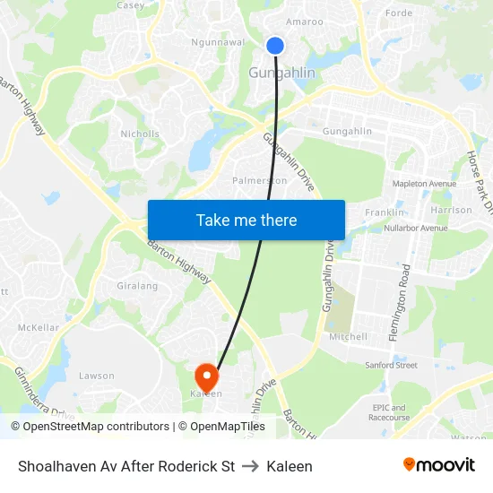 Shoalhaven Av After Roderick St to Kaleen map