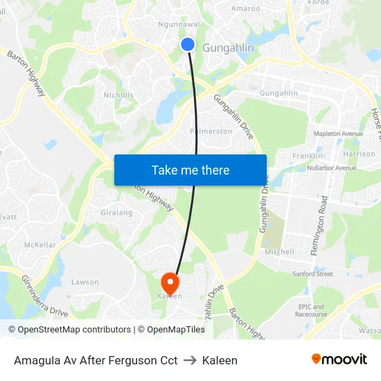 Amagula Av After Ferguson Cct to Kaleen map