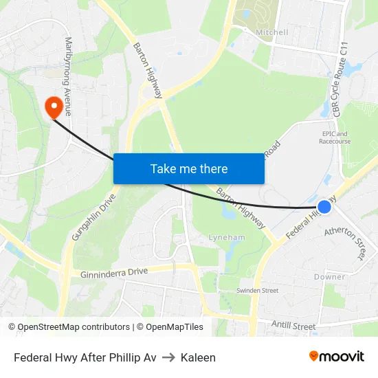 Federal Hwy After Phillip Av to Kaleen map