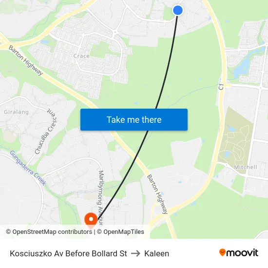 Kosciuszko Av Before Bollard St to Kaleen map