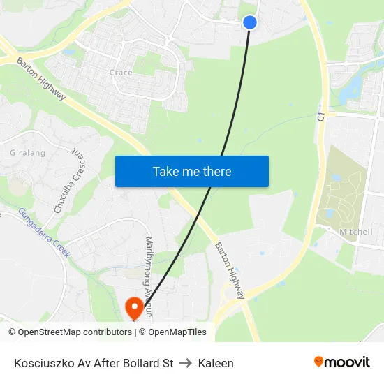 Kosciuszko Av After Bollard St to Kaleen map