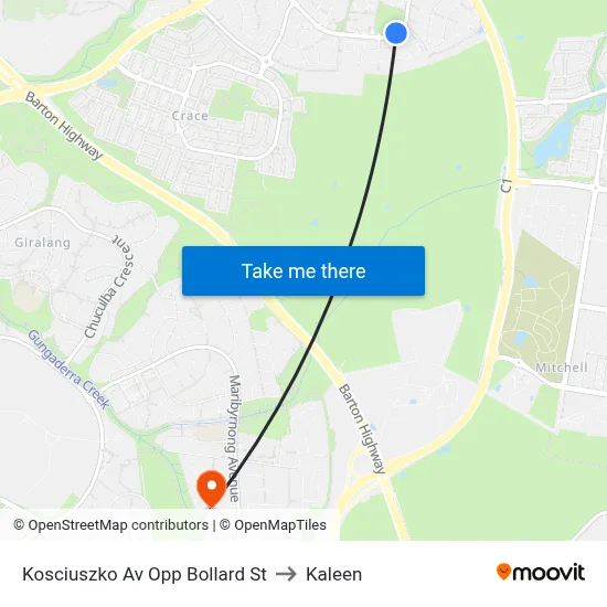 Kosciuszko Av Opp Bollard St to Kaleen map