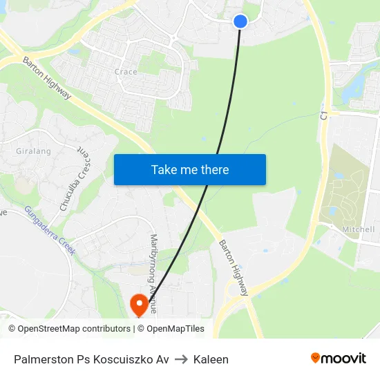 Palmerston Ps Koscuiszko Av to Kaleen map