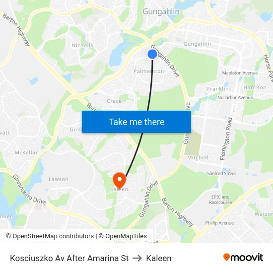 Kosciuszko Av After Amarina St to Kaleen map