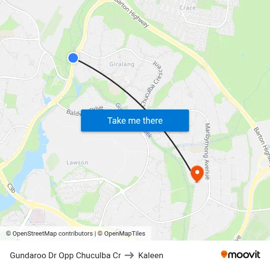 Gundaroo Dr Opp Chuculba Cr to Kaleen map