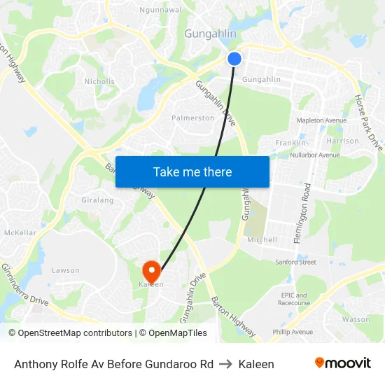 Anthony Rolfe Av Before Gundaroo Rd to Kaleen map