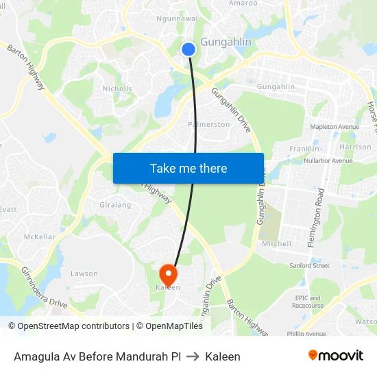 Amagula Av Before Mandurah Pl to Kaleen map