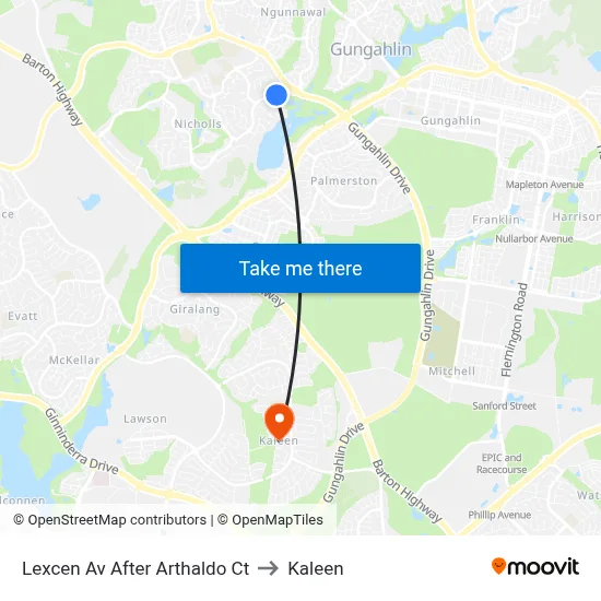 Lexcen Av After Arthaldo Ct to Kaleen map