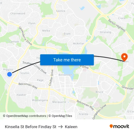 Kinsella St Before Findlay St to Kaleen map