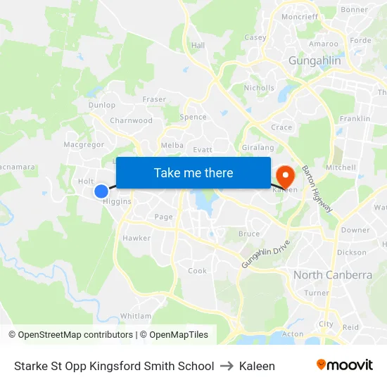 Starke St Opp Kingsford Smith School to Kaleen map