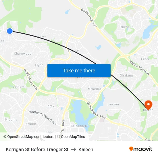 Kerrigan St Before Traeger St to Kaleen map