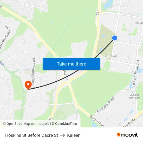 Hoskins St Before Dacre St to Kaleen map