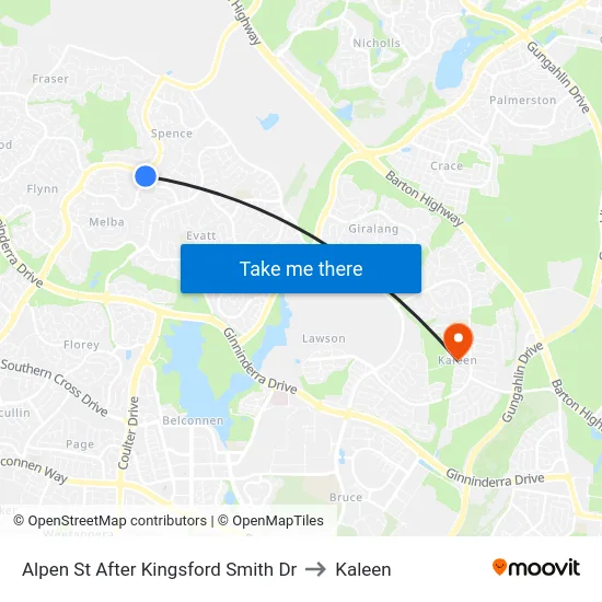 Alpen St After Kingsford Smith Dr to Kaleen map