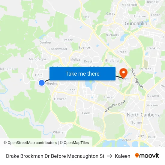 Drake Brockman Dr Before Macnaughton St to Kaleen map