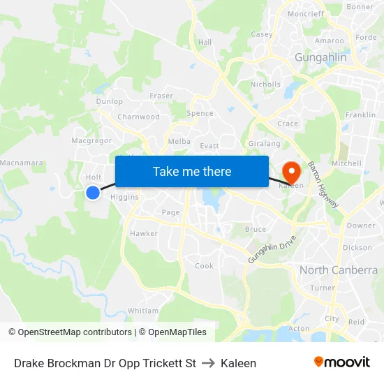 Drake Brockman Dr Opp Trickett St to Kaleen map
